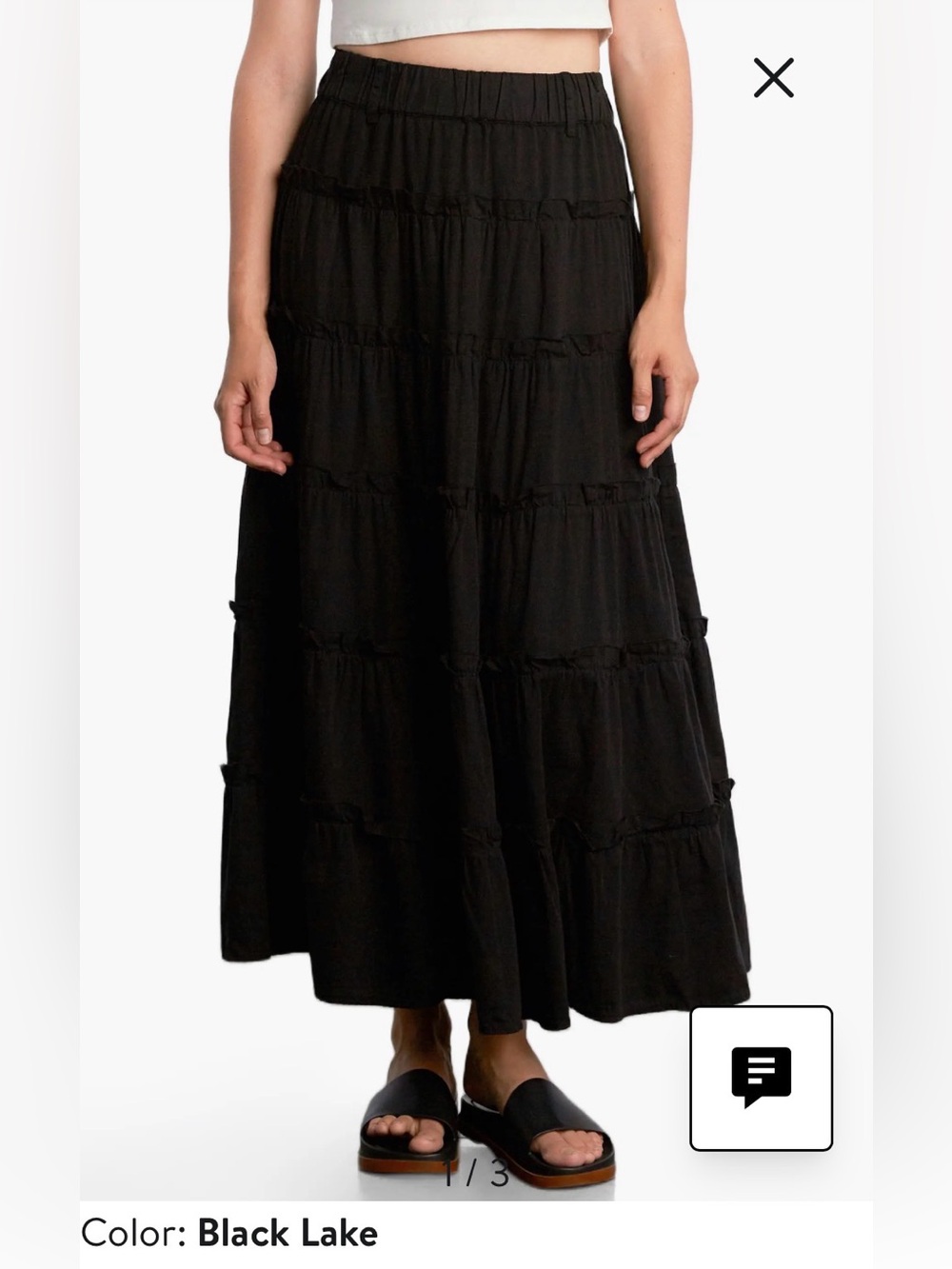 Sam & Jess Black Tiered Maxi Skirt with Elastic Waist